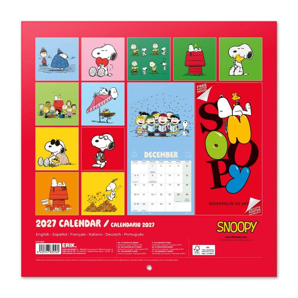 Grupo Erik Snoopy - 2027 30X30 Calendar - Multicolours